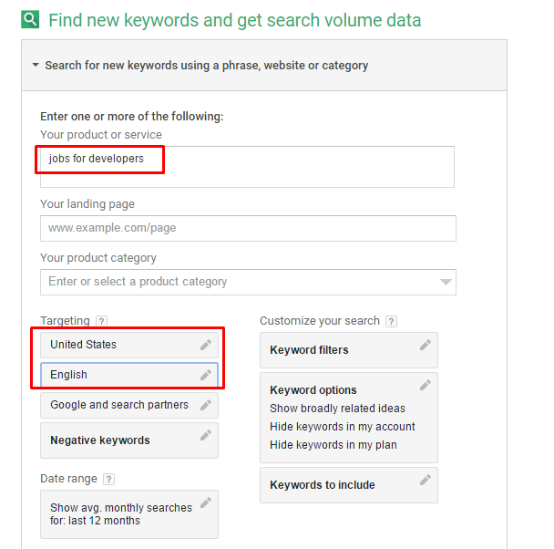 keyword planner